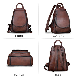 Genuine Leather Backpack for Women Vintage Real Leather Rucksack Fashion Shoulder Knapsack Purse Daypack Bag A358