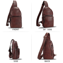 Load image into Gallery viewer, Genuine Leather Sling Bag for Man and Women Crossbody Purse Handmade Retro Shoulder Backpack Vintage Chest Bags LRTO-A853
