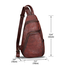 Load image into Gallery viewer, Genuine Leather Silng Bag for Men and Women Vintage Leather Sling Backpack Purse Shoulder Crossbody Bag Chest Bag 0735
