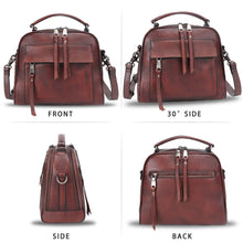 Load image into Gallery viewer, Genuine Leather Satchel Purse for Women Retro Cowhide Handmade Top Handle Handbag Designer Crossbody Bag 591
