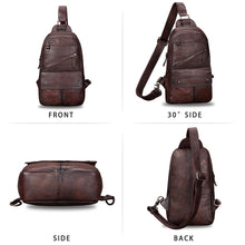 Load image into Gallery viewer, Genuine Leather Sling Bag for Men and Women Vintage Handmade Sling Backpack Shoulder Purse Crossbody Chest Bag W0991
