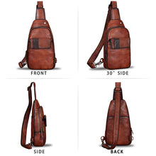 Load image into Gallery viewer, Genuine Leather Sling Bag Hiking Daypack W2029
