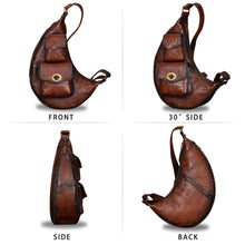 Load image into Gallery viewer, Genuine Leather Large Sling Bag for Men and Women Vintage Real Leather Sling Backpack Shoulder Crossbody Bag Chest Bag W0743
