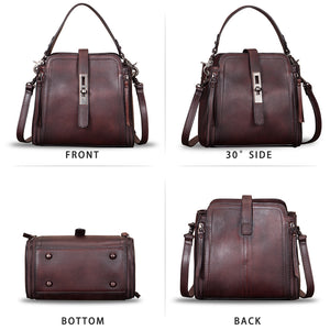 Genuine Leather Crossbody Bags for Women Vintage Handmade Satchel Purses Handbag with Removable Top-Handle Strap A862