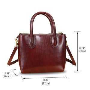 Genuine Leather Handbags for Women Top Handle Satchel Purses Ladies Vintage Crossbody Shoulder Bags C1551