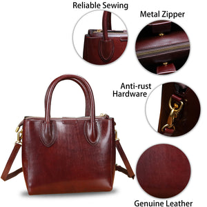 Genuine Leather Handbags for Women Top Handle Satchel Purses Ladies Vintage Crossbody Shoulder Bags C1551