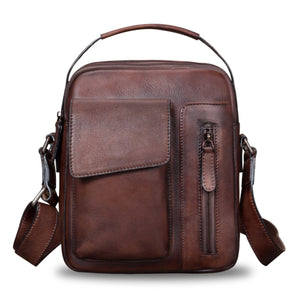 Genuine Leather Messenger Bag for Men Crossbody Shoulder Bag Satchel Casual Sling Daypack Work Business Daypack Purse