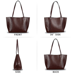 Genuine Leather Handbags for Women Totes Shoulder Bag Satchel LRTO-W0732 Brown