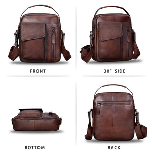 Genuine Leather Messenger Bag for Men Crossbody Shoulder Bag Satchel Casual Sling Daypack Work Business Daypack Purse