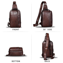 Load image into Gallery viewer, Genuine Leather Sling Bag for Men Vintage Handmade Sling Backpack Shoulder Purse Crossbody Bag Chest Bag A568
