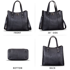 Genuine Leather Handbags for Women Satchel Purses Vintage Handmade Shoulder Bag Cowhide Top Handle Handbag Totes A826