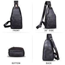 Load image into Gallery viewer, Genuine Leather Sling Bag for Men and Women Chest Shoulder Crossbody Hiking Backpack Vintage Handmade Daypack A510
