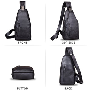 Genuine Leather Sling Bag for Men and Women Chest Shoulder Crossbody Hiking Backpack Vintage Handmade Daypack A510