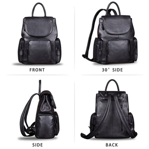 Genuine Leather Backpack for Women Vintage Real Leather Rucksack Fashion Backpack Purse Daypack Bag High Capacity A352