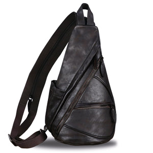 Genuine Leather Sling Bag for Men and Women Vintage Sling Backpack Shoulder Crossbody Bag Chest Bag for Ipad W0722