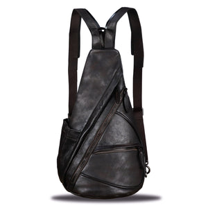 Genuine Leather Sling Bag for Men and Women Vintage Sling Backpack Shoulder Crossbody Bag Chest Bag for Ipad W0722