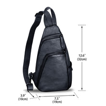 Load image into Gallery viewer, Genuine Leather Silng Bag for Men and Women Vintage Leather Sling Backpack Purse Shoulder Crossbody Bag Chest Bag 0735
