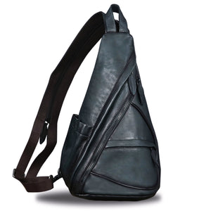 Genuine Leather Sling Bag for Men and Women Vintage Sling Backpack Shoulder Crossbody Bag Chest Bag for Ipad W0722