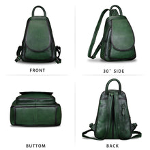 Load image into Gallery viewer, Genuine Leather Backpack for Women Vintage Real Leather Rucksack Fashion Shoulder Knapsack Purse Daypack Bag A358
