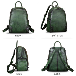 Genuine Leather Backpack for Women Vintage Real Leather Knapsack Purse Rucksack Fashion Daypack Bag High Capacity A327