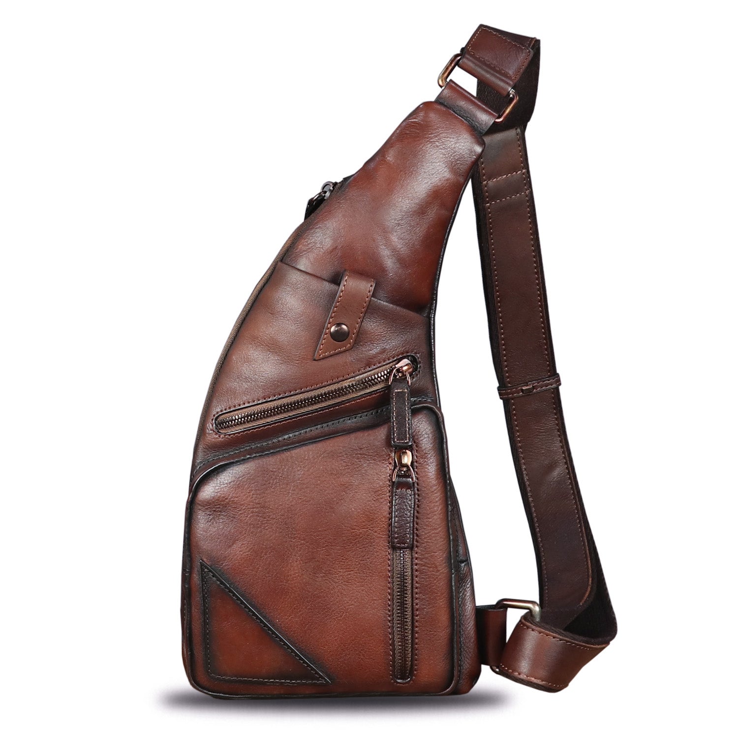 Genuine Leather Sling Bag for Men Vintage Handmade Crossbody