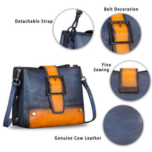 Load image into Gallery viewer, Genuine Leather Crossbody Bag for Women Vintage Shoulder Satchel with Convertible Double Straps W0769
