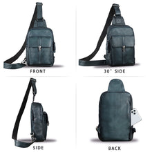 Load image into Gallery viewer, Genuine Leather Sling Bag Casual Shoulder Hiking Backpack Vintage Handmade Crossbody Bag Retro Chest Daypack A1350
