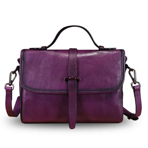 Genuine Leather Satchel Crossbody Bags for Women Handmade Vintage Top Handle Handbags Purse F8407