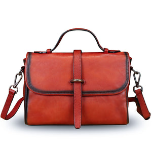 Womens red leather satchel bag, Handmade leather bag